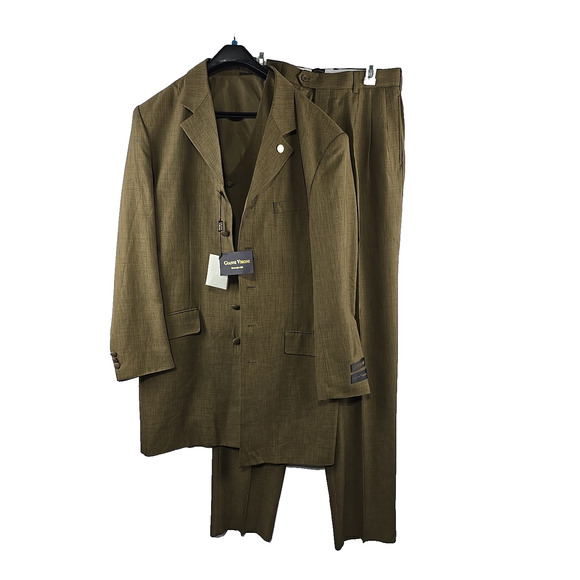 Gianni Vironi Superior 100s 3pc Men's Suit Brown Jacket 40L x Pants W33 - NWT - Picture 1 of 14